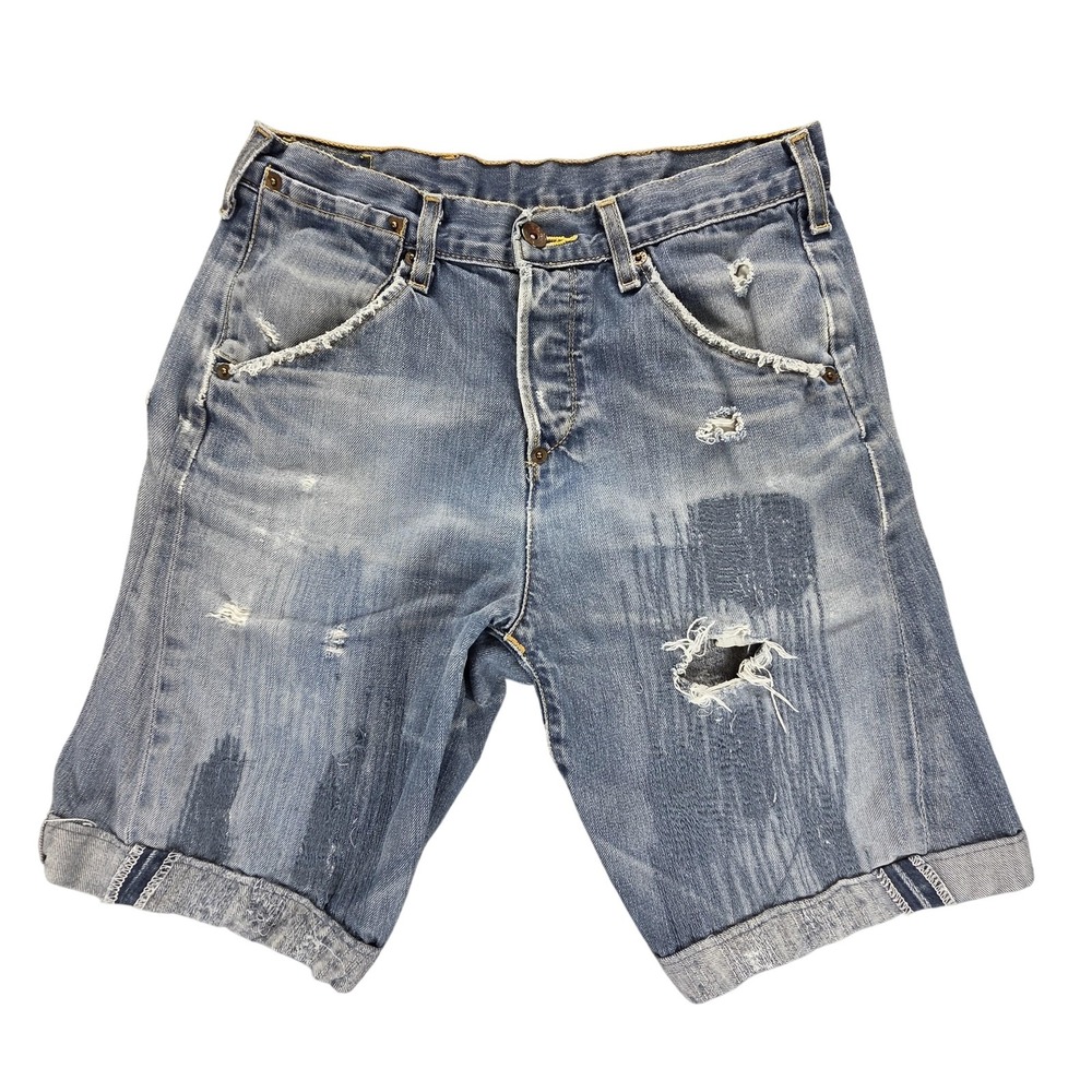Vintage Levis Engineered Shorts Mens 28 Blue Thrashed One Pocket Twisted Jeans